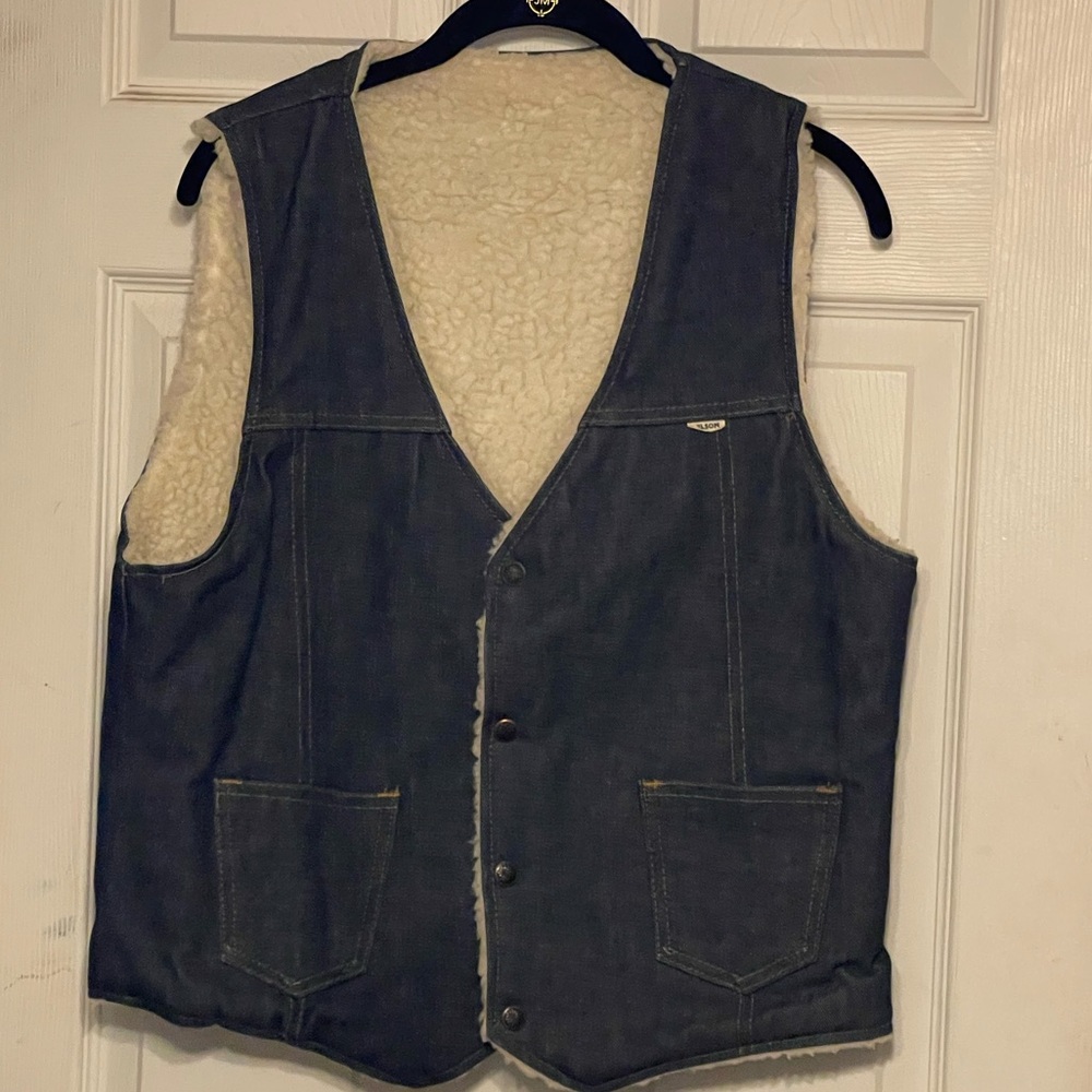 Vintage Willie NELSON 70's Sherpa Lined Denim Vest Size Men's USA Medium